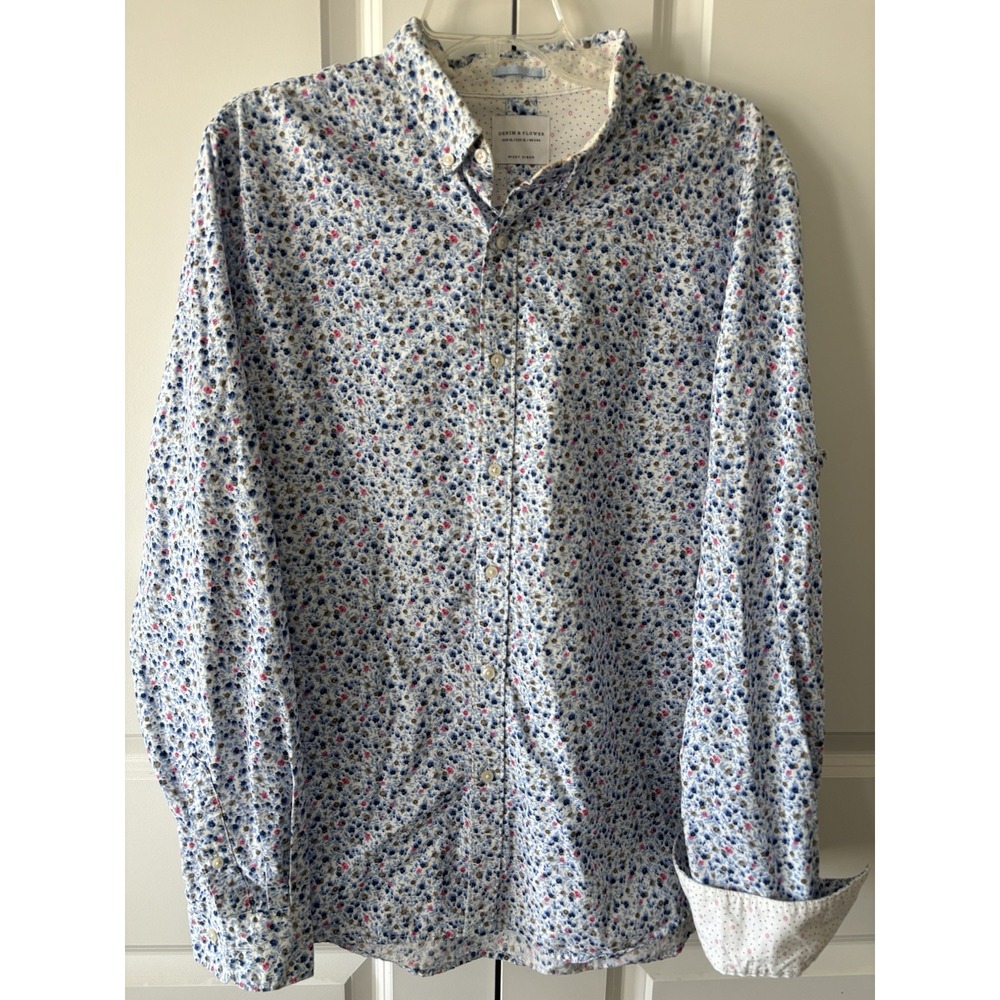 Denim & Flower Ricky Singh Men's XL Floral Woven Long Sleeve Button-Up Shirt